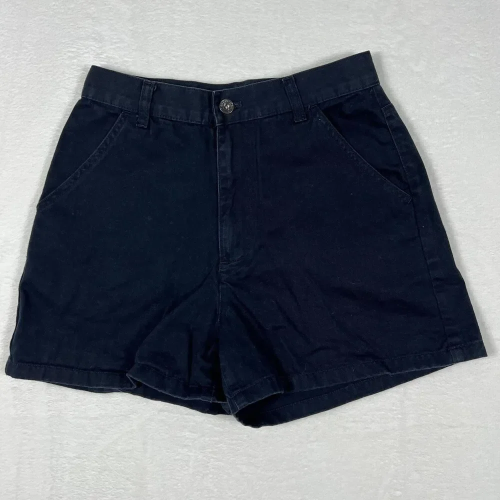 DKNY Jeans Womens Shorts Size 8 Black Denim High Waisted Back Buckle Vintage